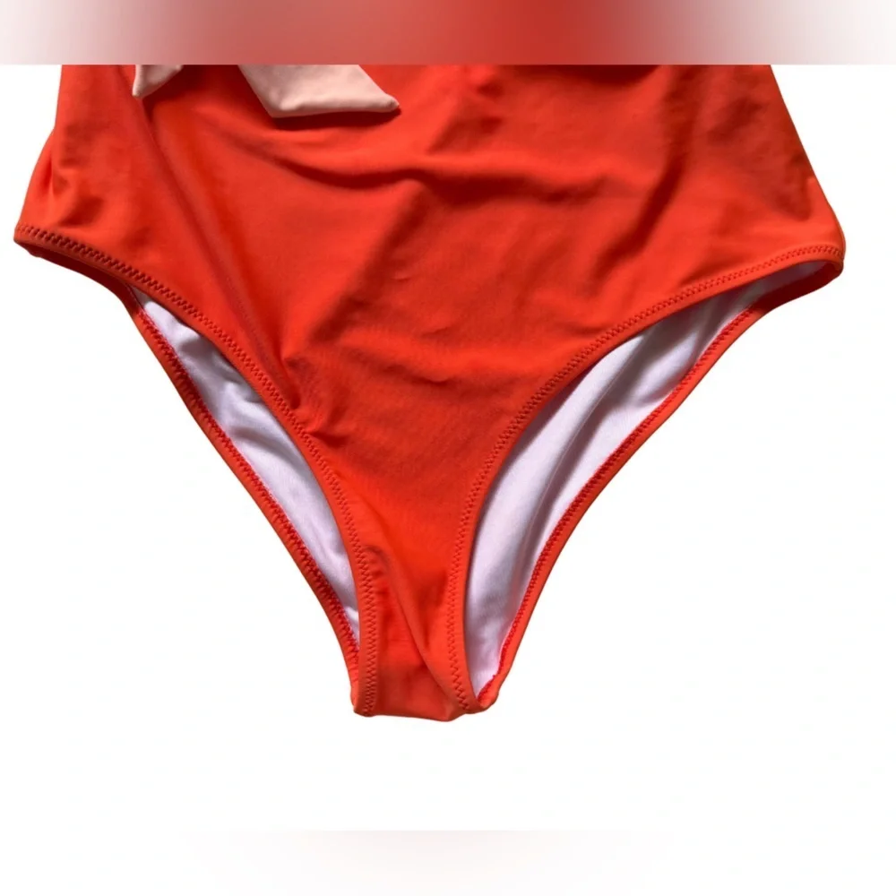 CUPSHE Orange And White Bowknot One piece Swimsuit | Size M